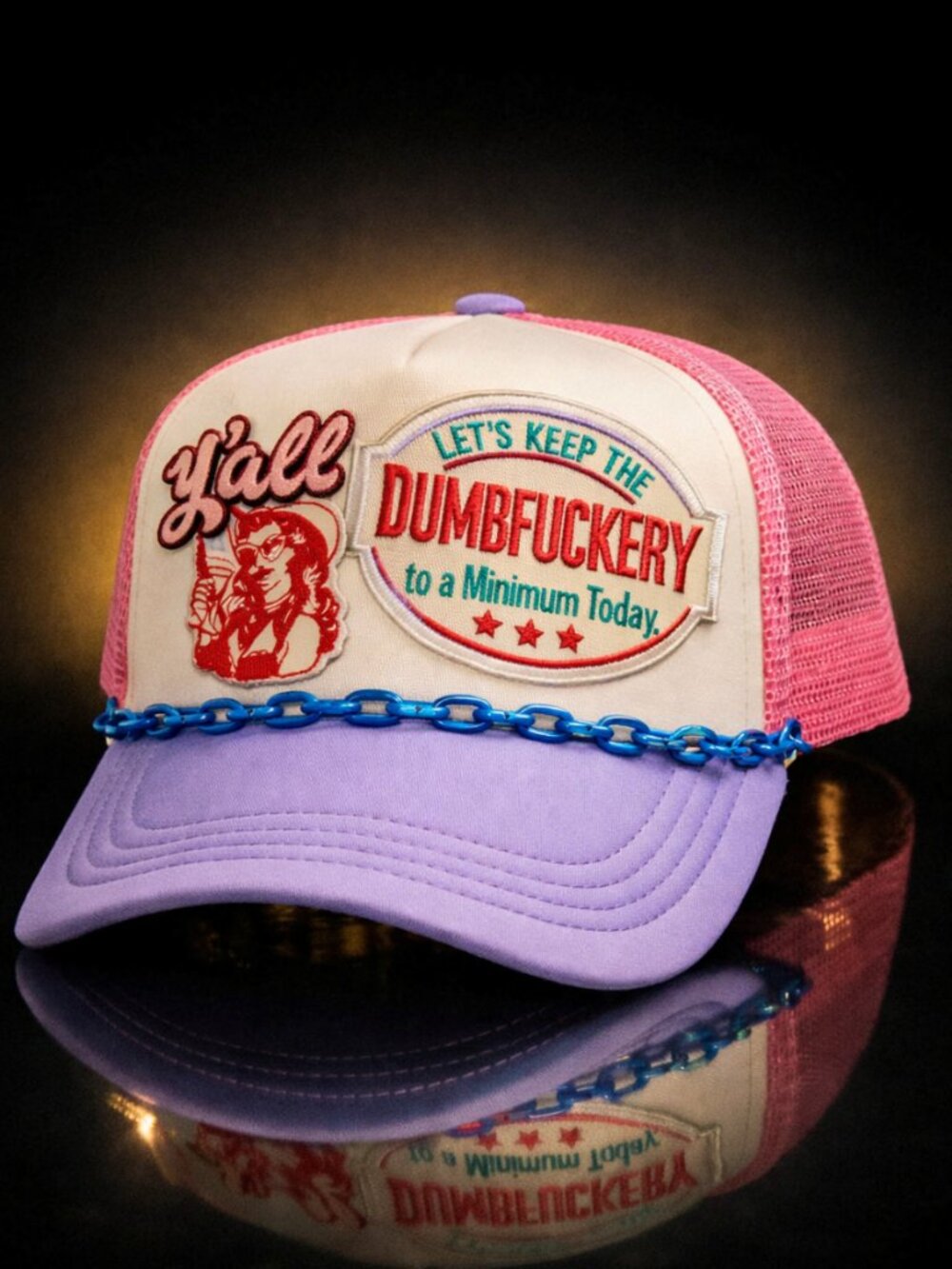 Keep the Dumbf*ckery to a Minimum” | Pink Purple Western Cowgirl Trucker Hat NEW - Picture 2 of 5